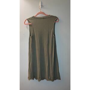 I Joah Ribbed Swing Dress Womens Small Sage Green Keyhole Crochet Hem